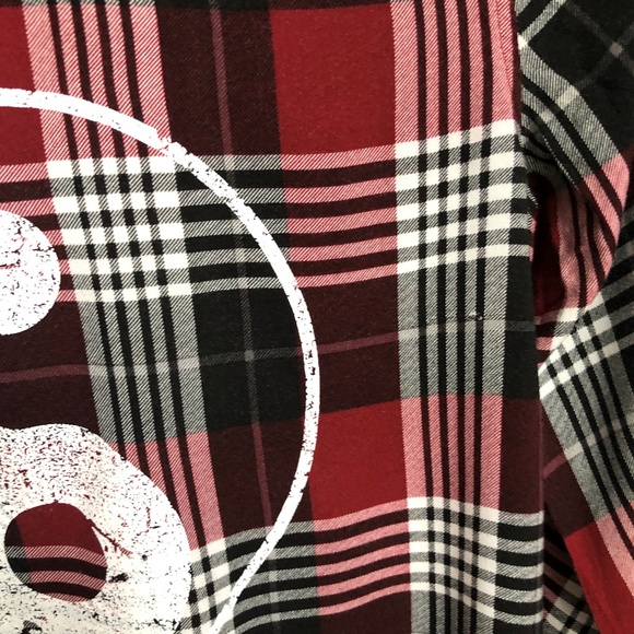 Plaid long sleeve button down top graphic back XS - Picture 5 of 5